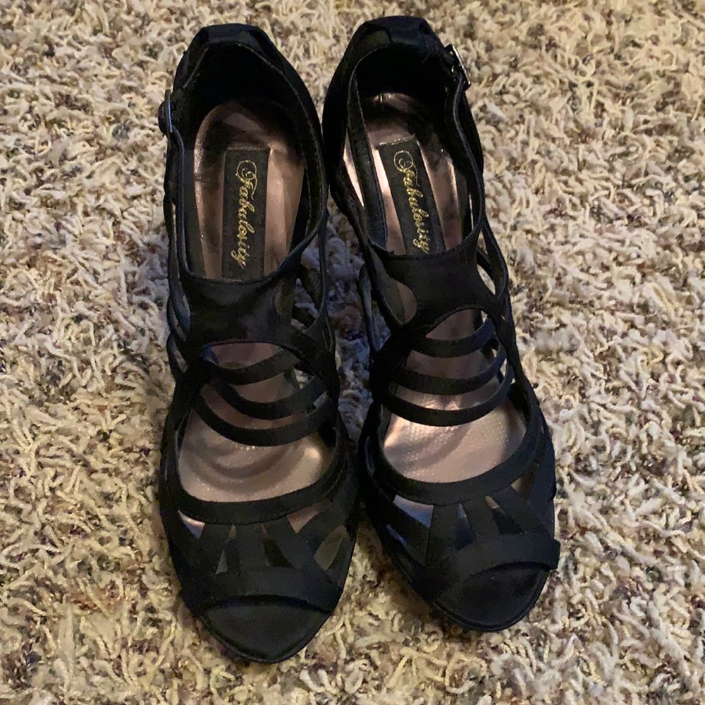 Fabulosity Black Strappy Heels